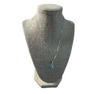 Elegant Blue Pendant Silver Dainty Necklace